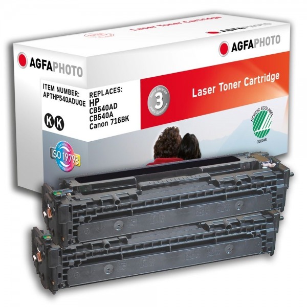 AGFA Photo Toner schwarz Doppelpack HP540ADUOE für HP Color LaserJet CM1300 Series